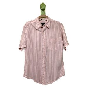 St John’s Bay Shirt Preppy Stripe Boxy Pink Blue Super Soft Cotton Button Up